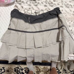 Lululemon Athletica Black and White Striped Mini Skirt